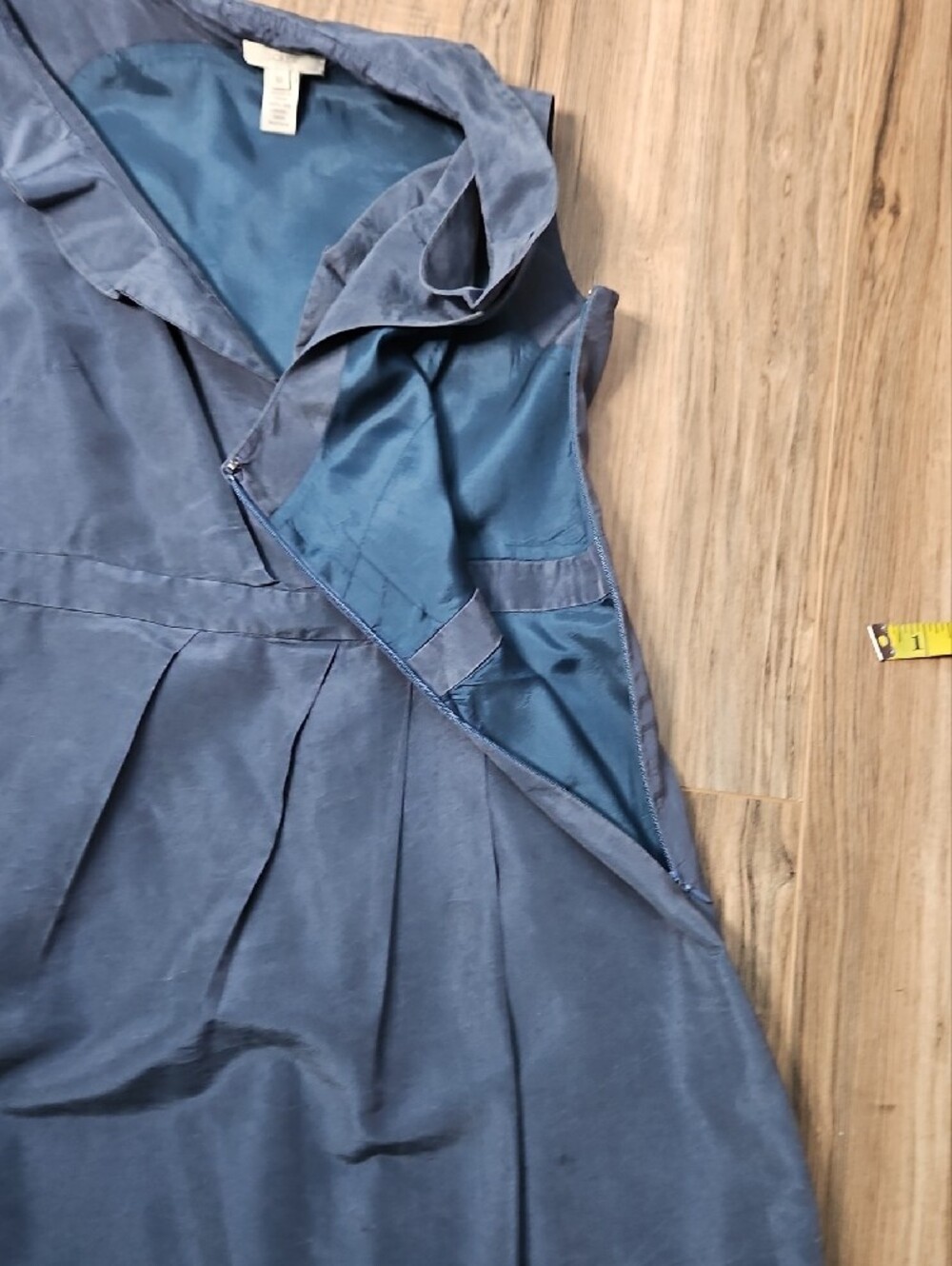 J. Crew Blue Ruffle V-Neck Mini Silk Dress 10 - Picture 6 of 11
